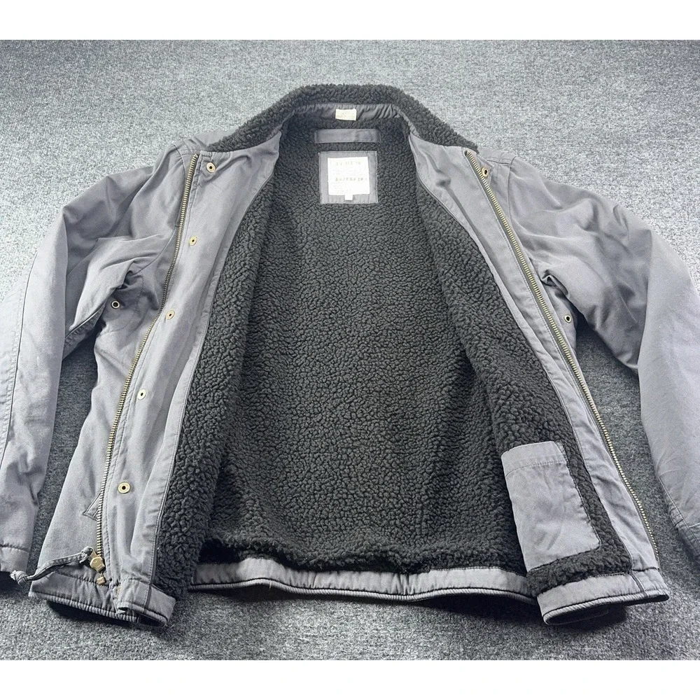 J. Crew Men's Authentic Vintage Style Broken In Full Zip Jacket Size L Gray EUC